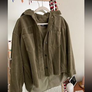 Zara corduroy green button up jacket